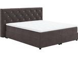 Boxspringbett COTTA "Castle", grau (stone), B:184cm L:220cm, 100% Polyester (PES), Komplettbetten, Boxspringbett, mit Strasssteinen im Kopfteil, inkl. Topper