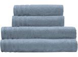 Handtuch Set KLEINE WOLKE "Royal, 4 Stück (2 Handtücher 50/100 cm + 2 Duschtücher 70/140 cm)", blau (stahlblau), 4 Stk., Frottier, Frottier, Obermaterial: 100% Baumwolle, Handtuch-Sets, Handtuch Set, Uni Farben, mit Bordüre, weich, in verschiedenen Sets erhältlich