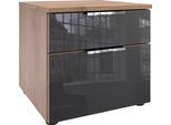 Nachtkommode WIMEX "Level36 C by fresh to go", grau (plankeneiche nachbildung, glas grau), B:41cm H:39cm T:41cm, Holzwerkstoff, Sideboards, Nachtkommode, Nachttisch mit Glaselementen auf der Front, soft-close Funktion
