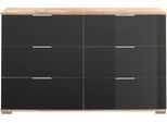 Schubkastenkommode WIMEX "Easy", grau (plankeneichefarben, grauglas), B:130cm H:83cm T:41cm, Sideboards, Schubkastenkommode, mit Glas- oder Spiegelfront