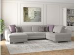 Wohnlandschaft SIT & MORE "Dundee U-Form", silber, B:338cm H:86cm T:219cm, Sofas, Wohnlandschaft, mit Federkern und Edelstahlfüßen, wahlweise mit Kopfteilverstellung