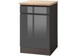 Unterschrank KOCHSTATION "KS-Virginia", grau (grau hochglanz), B:50cm H:85cm T:60cm, Holzwerkstoff, MDF, Schränke, Unterschrank, 50 cm breit