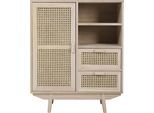 Sideboard SALESFEVER "Vejle Moderne Kommode mit Stil", beige (natur), B:70cm H:85cm T:36cm, Furnier, Geflecht Rattan, MDF, Sideboards, Sideboard, Kommode mit Rattan- und Wiener Geflecht-Details