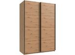 Kleiderschrank WIMEX "Mugano, B/T/H 135 oder 180/65/198cm, Made in Germany", schwarz (artisan, eiche nachbildung, griffe schwarz), B:135cm H:198cm T:65cm, Holzwerkstoff, Schränke, Kleiderschrank, 2 Schwebetüren mit oder ohne Spiegel, Metallgriffe