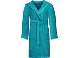 Unisex-Bademantel VOSSEN "Texas, ideal für Sauna & Spa, Hotelbademantel, Morgenmantel" Gr. M, blau (lagoon), L:111cm, Webvelours, Hausmäntel, Unisex-Bademantel, für Damen & Herren