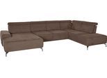 Wohnlandschaft SIT & MORE "Gizeh U-Form", braun (chocco), B:340cm T:230cm, Sofas, Wohnlandschaft, 12 cm Fußhöhe, inklusive Sitztiefenverstellung und Kopfteilverstellung