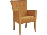 Esszimmerstuhl HOME AFFAIRE "King", gold (goldgelb, natur), B:60cm H:92cm T:65cm, Polyester, Stühle, Esszimmerstuhl, Armlehnstuhl mit Knopfheftung, Polsterstuhl
