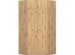 Kleiderschrank RAUCH "Eckschrank Schrank Ankleidezimmer Schlafzimmer Garderobe LAGOA", braun (eiche artisan), B:117cm H:235cm T:117cm, Holzwerkstoff, Schränke, Kleiderschrank, voll ausgestattet viel Stauraum, optional mit Aufsatz MADE IN GERMANY