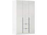 Drehtürenschrank OTTO HOME "Kleiderschrank Kleiderschränke Schrank Garderobe AGORDO mit Glasfront", weiß (alpinweiß, glas kristallweiß), B:136cm H:229cm T:54cm, Holzwerkstoff, Schränke, Drehtürenschrank, mit Außenschubkästen, in 7 Breiten und 2 Höhen MADE IN GERMANY