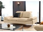 2-Sitzer W.SCHILLIG "enjoy&MORE", beige (sahara s37), B:202cm H:87cm T:110cm, Chenille-Flachgewebe R66 (85% Polyester, 15% Nylon);Longlife Xtra-Leder Z59: Glattleder mit modischer Prägung. Hautstärke 0, 9 - 1, 1 mm;Stoff S37 (100% Polyester), Sofas, 2-Sitzer, mit Sitztiefenverstellung, Füße silber matt, Breite 202 cm