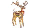 NÄVE Dekolicht "Rentier", beige (natur), 1, H: 40cm, 1 Stk., Leuchten, natur rot weiß 40x10x10cm Timer 30xLED batteriebetrieben, Dekolicht