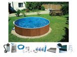 Rundpool MY POOL BWT "MAONI 3", braun (eichefarben), H:120cm Ø:460cm, Schwimmbecken, Rundpool, Aufstellpool in Holzoptik in verschiedenen Größen