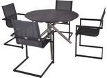 Garten-Essgruppe GARDEN PLEASURE "Tischgruppe »SOPHIA«", grau (pfefferschwarz (industrial)), Edelstahl, Kunststoff, Sitzmöbel-Sets, Garten-Essgruppe, 4 Stühle (freischwinger), Tisch Ø110 cm