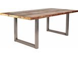 Esstisch SIT "Tops", silber (roheisen lackiert), B:220cm H:78cm T:100cm, Tische, Esstisch, aus recyceltem Altholz und Metall, Shabby Chic, Vintage