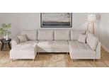 Wohnlandschaft HOME AFFAIRE "CHARRE U-Form mit Ottomane, Maße B/T/H: 310/161/81 cm", beige (creme), B:310cm H:81cm T:161cm, 92% Polyester, 8% Nylon, Sofas, Wohnlandschaft, feine Steppung, lose Rücken- und Zierkissen, auch in Cord und Bouclé