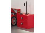 Nachtkommode VIPACK "Monza, MDF glänzend rot lackiert, 2 Schubladen", rot, B:50cm H:43cm T:47cm, Holzwerkstoff, Sideboards, Nachtkommode, rechts oder links anstellbar