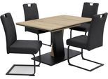Essgruppe HELA "BEKE", grau (evoke eiche, schwarz, anthrazit, anthrazit, schwarz), Microfaser Webstoff, Synchron-Auszug, Evoke Eiche/Anthrazit, 100% Polyester, Sitzmöbel-Sets, Essgruppe, Mit Synchronauszug, Freischwinger XL Sitzbreite, Federkorb, Griff