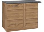 Eckunterschrank KOCHSTATION "KS-Colmar", braun (wotaneiche), B:110cm H:85cm T:60cm, Holzwerkstoff, Schränke, Eckunterschrank, 110 cm, mit Metallgriff