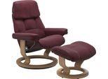 Relaxsessel STRESSLESS "Ruby", rot (bordeaux batick), B:88cm H:99cm T:77cm, Leder BATICK: BATICK ist ein leicht korrigiertes, durchgefärbtes und genarbtes Möbelleder, bei dem die meisten Unebenheiten und Spuren in der Regel entfernt wurden.;Leder PALOMA: PALOMA ist ein durchgefärbtes Semianilin-Möbelleder mit natürlicher Narbung., Sessel, Relaxsessel, mit Classic Base, Größe L, Gestell Eiche, Weng