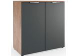 Kommode WIMEX "Level by fresh to go", schwarz (front graphit, korpus plankeneiche nachbildung), B:81cm H:84cm T:41cm, Holzwerkstoff, Sideboards, Kommode, 2-türig mit soft-close Funktion, 81cm breit, 84cm hoch