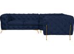 Chesterfield-Sofa HOME AFFAIRE "Amaury L-Form", blau, B:264cm H:75cm T:204cm, Struktur (100% Polyester);Samtoptik (100% Polyester), Sofas, Chesterfield-Sofa, moderne Chersterfield-Optik, Breite 262 cm, Fußfarbe wählbar