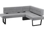 Eckbank MASSIVLINE & MORE "Martina", grau (grau, metall schwarz lackiert), B:155cm H:85cm T:195cm, Holzwerkstoff, Metall, Polyester, Sitzbänke, Eckbank, modernes Design, Gestell aus massivem Metall