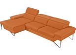 Ecksofa EGOITALIANO "Princess, elegantes Designsofa mit erstklassigem Sitzkomfort, L-Form", orange, B:282cm H:95cm T:168cm, Leder »BULL« (echtes Rindsleder). Geschliffenes, pigmentiertes und behandeltes Rindsleder mit einer Dicke von 1, 3-1, 5 mm. Dieses Leder zeigt eine ziemlich weiche Hand mit einem halb undurchsichtigen Aussehen. Es handelt sich um ein geschütztes Leder. Eine leichte Deckschich