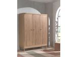 Kleiderschrank HOME AFFAIRE "Forrest mit 3 Drehtüren (Soft-Close), Made in Europe, zeitloses Design", eiche natur geölt, B:145,8cm H:190cm T:55cm, Massivholz, Schränke, Kleiderschrank, praktische Facheinteilung, viel Stauraum, hochwertige Verarbeitung