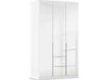 Drehtürenschrank OTTO HOME "Kleiderschrank Kleiderschränke Schrank Garderobe AGORDO mit Glasfront", weiß (alpinweiß, glas kristallweiß), B:136cm H:229cm T:54cm, Holzwerkstoff, Schränke, Drehtürenschrank, mit Außenschubkästen, in 7 Breiten und 2 Höhen MADE IN GERMANY