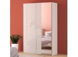 Schwebetürenschrank FORTE "Fittio. Made in Europe, 2 Schiebetüren, modernes Design", weiß (weiß, weiß hochglanz), B:150,1cm H:235cm T:61,2cm, Holzwerkstoff, Schränke, Schwebetürenschrank, Höhe 2,35 mtr, stehende Montage, Spiegel