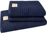 Handtuch Set DYCKHOFF "Nature", blau (marine), 3 Stk., Frottier, Frottier, Obermaterial: 100% Baumwolle, Handtuch-Sets, Handtuch Set, 3er Set: 2x Handtücher, je 50 x 100 cm & 1x Badetuch 70 x 140 cm