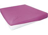 Spannbettlaken PRIMERA "Elasthan-Feinjersey", lila (flieder), 1 Stk., Jersey-Elasthan, 140-160x200-220 28cm, Jersey-Elasthan, Obermaterial: 95% Baumwolle, 5% Elasthan, Bettlaken, Spannbettlaken, PREMIUM, aus 95% gekämmter Baumwolle und 5% Elasthan, bis 28 cm Höhe