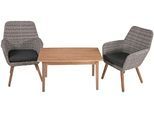 Garten-Essgruppe GARDEN PLEASURE "RAPALLO/PUEBLO", grau (grau, dunkelgrau, braun, grau, braun), B:200cm H:96cm T:100cm, Aluminium, FSC-zertifiziertes Massivholz, Polyrattan, Sitzmöbel-Sets, Garten-Essgruppe, mit Massivholz