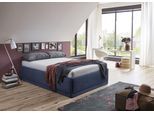 Polsterbett "Texel", blau (navy), B:146cm H:42cm L:206cm, Bezug Bett: Veloursstoff 100% Polyester oder Microfaser (100% Polyester);Bonnell-Federkernmatratze: 51% Polypropylen, 39% Polyester und 10% Baumwolle;Kaltschaummatratze: 100% Polyester, Bezug abnehm- und waschbar bis 60C;Kissenbezug: 100% Polyester, Füllung : 100% Polyester (Hohlfaser), WESTFALIA SCHLAFKOMFORT, Betten, Polsterbett, Komforth