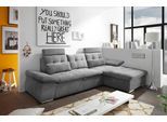 Ecksofa ED EXCITING DESIGN "Nalo L-Form", grau (dunkelgrau), B:268cm H:103cm T:170cm, 95% Polyester, 5% Nylon, Sofas, Ecksofa, mit Bettfunktion, Armteilverstellung, Kopfstützen & 2 Nierenkissen
