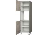 Backofenumbauschrank KOCHSTATION "KS-Trea SB-195-3", grau (betonfarben hell, anthrazit), B:60cm H:195cm T:56cm, Schränke, Backofenumbauschrank, mit zwei Türen und zwei Einlegeböden, Höhe 195 cm