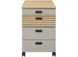 Rollcontainer INNOSTYLE "Rollcontainer Glenn, 45 x 66 x 55 cm (B/H/T)", basalt, artisan, B:45cm H:66cm T:55cm, Holzwerkstoff, Kunststoff, MDF, Rollwagen, Rollcontainer, inkl. Filzeinlage, 4 Rollen(2 mit Bremsen) oder Sockel, SK Soft-Close