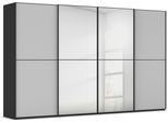 Schwebetürenschrank RAUCH "Kleiderschrank Schrank Garderobe Schlafzimmerschrank SCALE-DUO", grau (schwarz, glas seidengrau matt, griffleisten schwarz), B:360cm H:223cm T:68cm, Holzwerkstoff, Schränke, Schwebetürenschrank, edle zweigeteilte Türen Spiegel/Glas-Mix 3 Zierleisten MADE IN GERMANY