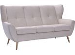 3-Sitzer EXXPO - SOFA FASHION "ALVESTA, Loungesofa, Küchensofa, hoher Sitzkomfort, Ohrenbackensofa", beige, B:190cm H:102cm T:90cm, Sofas, 3-Sitzer, gemütliche Rückenlehne, mit Knopfheftung und hohen Holzfüßen, in Cord