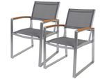 Gartenstuhl GARDEN PLEASURE "AVA", grau, B:66cm H:84cm T:56cm, Kunststoff, Stühle, Gartenstuhl, 2er Set, Kunststoff/Non-Wood, grau