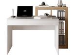 Schreibtisch HOME AFFAIRE "Hamburg, Breite 138 cm, Tiefe 50 cm, mit Schubkasten u. Aufsatz/Regal", weiß (weiß hochglanz lack, weiß hochglanz lack, weiß hochglanz lack), B:138cm H:99cm T:50cm, Tische, Schreibtisch, Computertisch, Arbeitstisch, Schminktisch, Arbeitsplatz, 4 Fächer