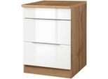 Kochfeldumbauschrank KOCHSTATION "KS-Brindisi", weiß (weiß hochglanz, wotaneichefarbe), B:60cm H:85cm T:60cm, Holzwerkstoff, MDF, Schränke, Kochfeldumbauschrank, 60 cm breit, für autarkes Kochfeld