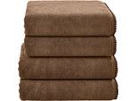 Handtuch Set DONE. "Deluxe Prime", braun (cognac), 4 Stk., Zwirnfrottee, Zwirnfrottee, Obermaterial: 100% Baumwolle, Handtuch-Sets, Handtuch Set, Set:2x Gästetuch 30x50cm und 2x Handtuch 50x100cm