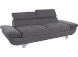 3-Sitzer COTTA "Enterprise", grau (stone), B:233cm H:75cm T:104cm, Struktur (100% Polyester );Chenille (90% Polyester; 10% Polyamid ), Sofas, 3-Sitzer, Big-Sofa, mit Armteilverstellung & Kopfteilverstellung