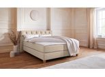 Boxspringbett HOME AFFAIRE "Harmones", beige, B:183cm L:210cm, Struktur (100% Polyester), Komplettbetten, Boxspringbett, in 3 Breiten, Härtegrad auch im Mix mit je 1 Matratze in H2 und H3