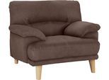 Sessel TRENDMANUFAKTUR "Cecilia, Loungesessel, italienisches Design, bequeme Armlehnen", braun, B:112cm H:87cm T:90cm, Sessel, Sessel, aufwendige Rückenverarbeitung für hohen Sitzkomfort, Holzfuß