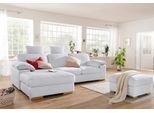 Ecksofa HOME AFFAIRE "Ventura L-Form", silber, B:277cm H:86cm T:172cm, Luxus-Microfaser in Lederoptik (100% Polyester);Struktur (100% Polyester);Luxus-Microfaser (90% Polyester, 10% Polyamid), Sofas, Ecksofa, wahlweise mit Bettfunktion und Bettfunktion/Bettkasten