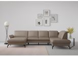 Wohnlandschaft SIT & MORE "Fashion U-Form", grau (taupe), B:338cm H:84cm T:207cm, Sofas, Wohnlandschaft, wahlweise mit Kopfteilverstellung, Vorziehsitz, motorisch, Metallfüße