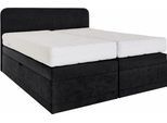 Boxspringbett, schwarz, B:195cm L:212cm, Box und Kopfteil: Microvelours (100% Polyester) oder Kunstleder (Polyurethan);Bezug der Obermatratze: 100% Polyester, WESTFALIA SCHLAFKOMFORT, Komplettbetten, Boxspringbett, wahlweise mit Bettkasten