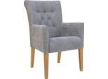 Esszimmerstuhl HOME AFFAIRE "King", blau (blaugrau, natur), B:60cm H:92cm T:65cm, Polyester, Stühle, Esszimmerstuhl, Armlehnstuhl mit Knopfheftung, Polsterstuhl